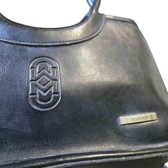 Marino Orlandi Leather Handbag Vintage Detachable Coin Bag Black Structured Keyc - Picture 4 of 7
